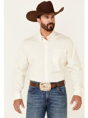 CINCH Men's Modern Fit Long Sleeve Button Down Western Shirt Size XL In Cream